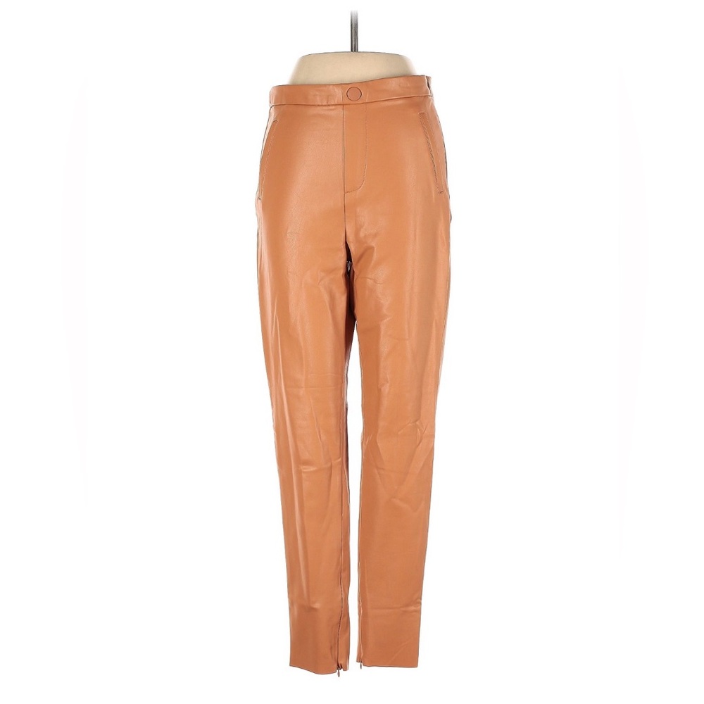 Fashion Nova Tan Faux Leather High-Waist Pants S